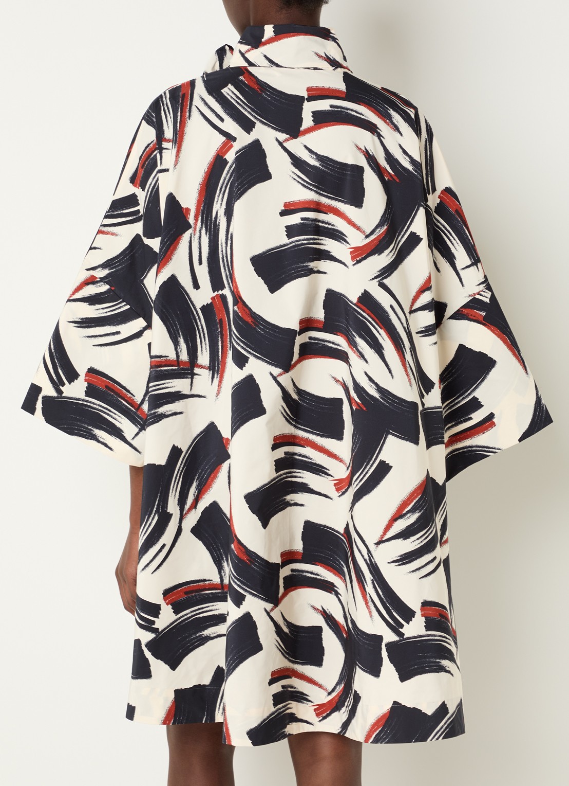 Essentiel Antwerp Jenadine mini tuniekjurk met print en gestrikt detail - achterkant 3 donkerblauw