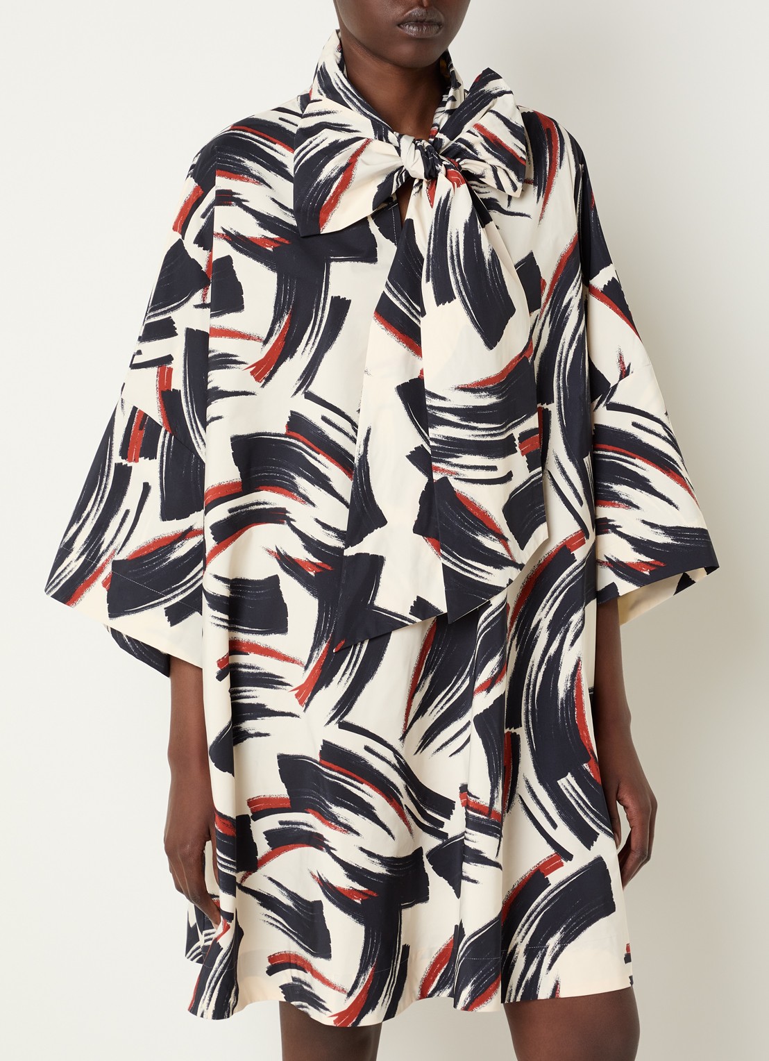 Essentiel Antwerp Jenadine mini tuniekjurk met print en gestrikt detail - detail 4 donkerblauw