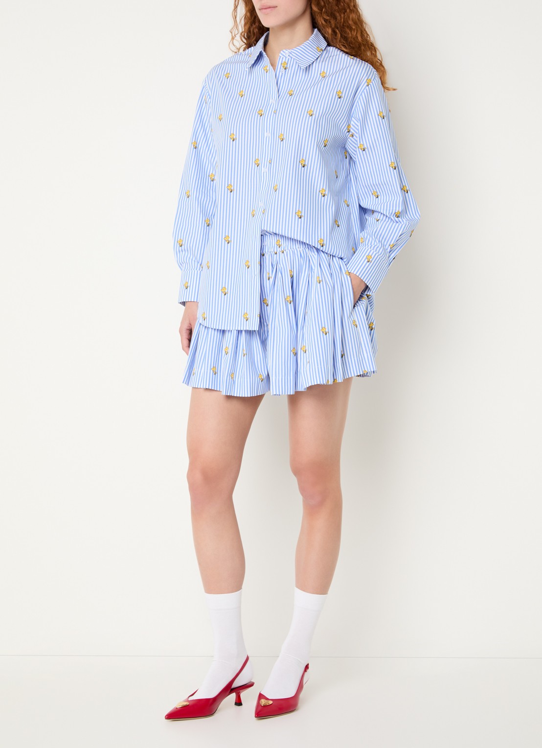 Essentiel Antwerp Jeppermint blouse met print - voorkant 2 blauw