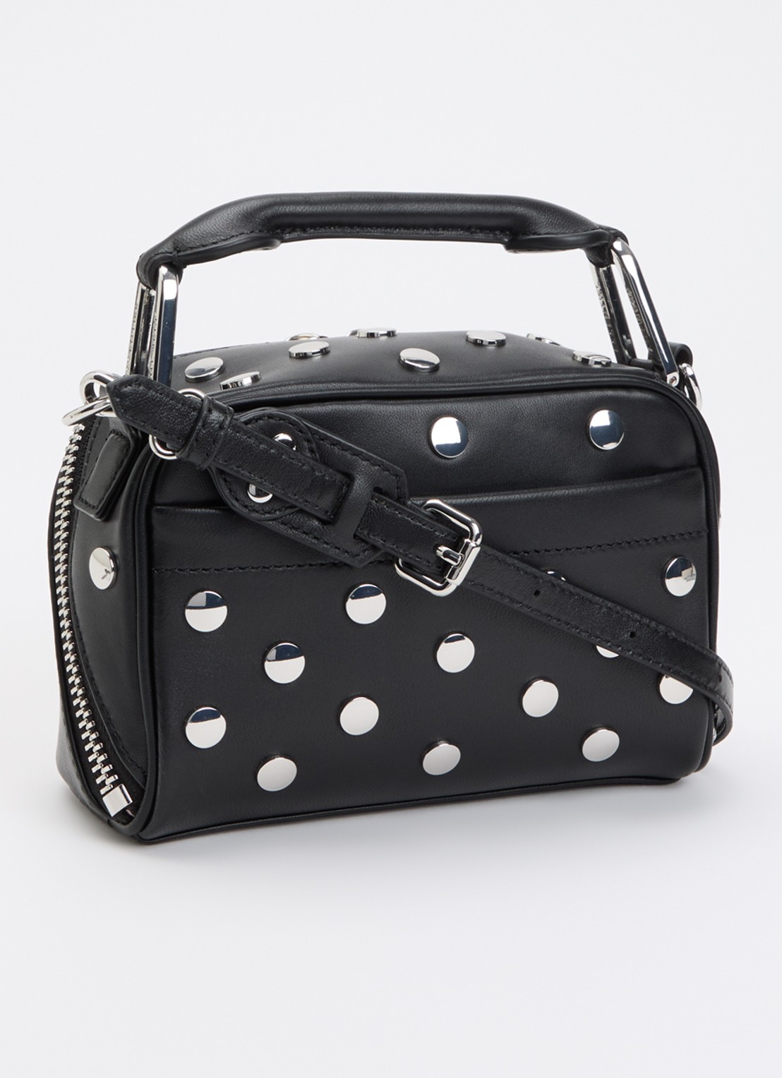 Essentiel Antwerp Jeri Mini handtas van leer met studs en afneembare schouderriem - achterkant 5 zwart