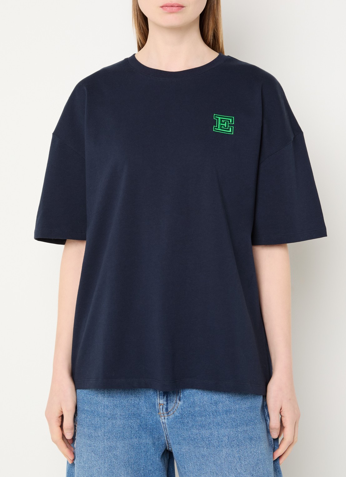 Essentiel Antwerp Jetna T-shirt met logo - detail blauw