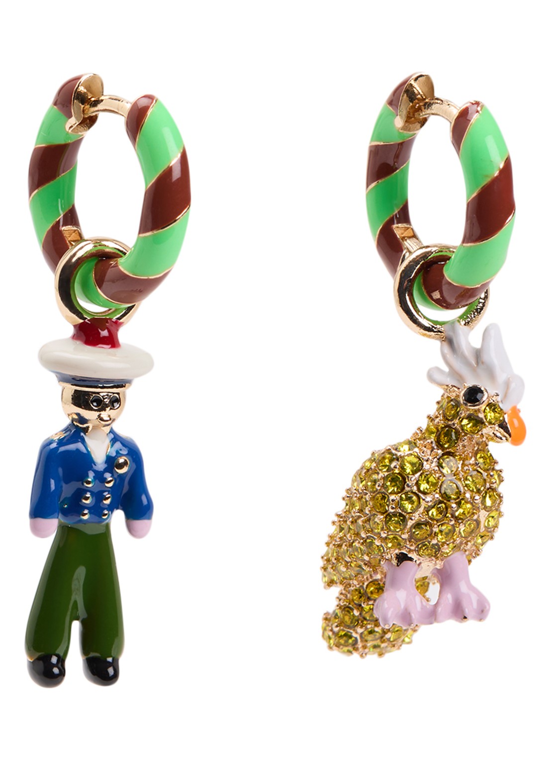 Essentiel Antwerp Jhally oorringen met hanger - voorkant 2 groen