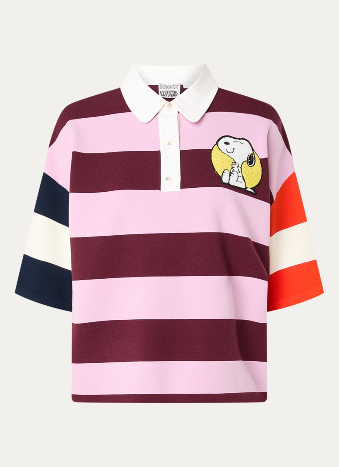 Essentiel Antwerp Jice polo met front- en backprint - voorkant roodbruin
