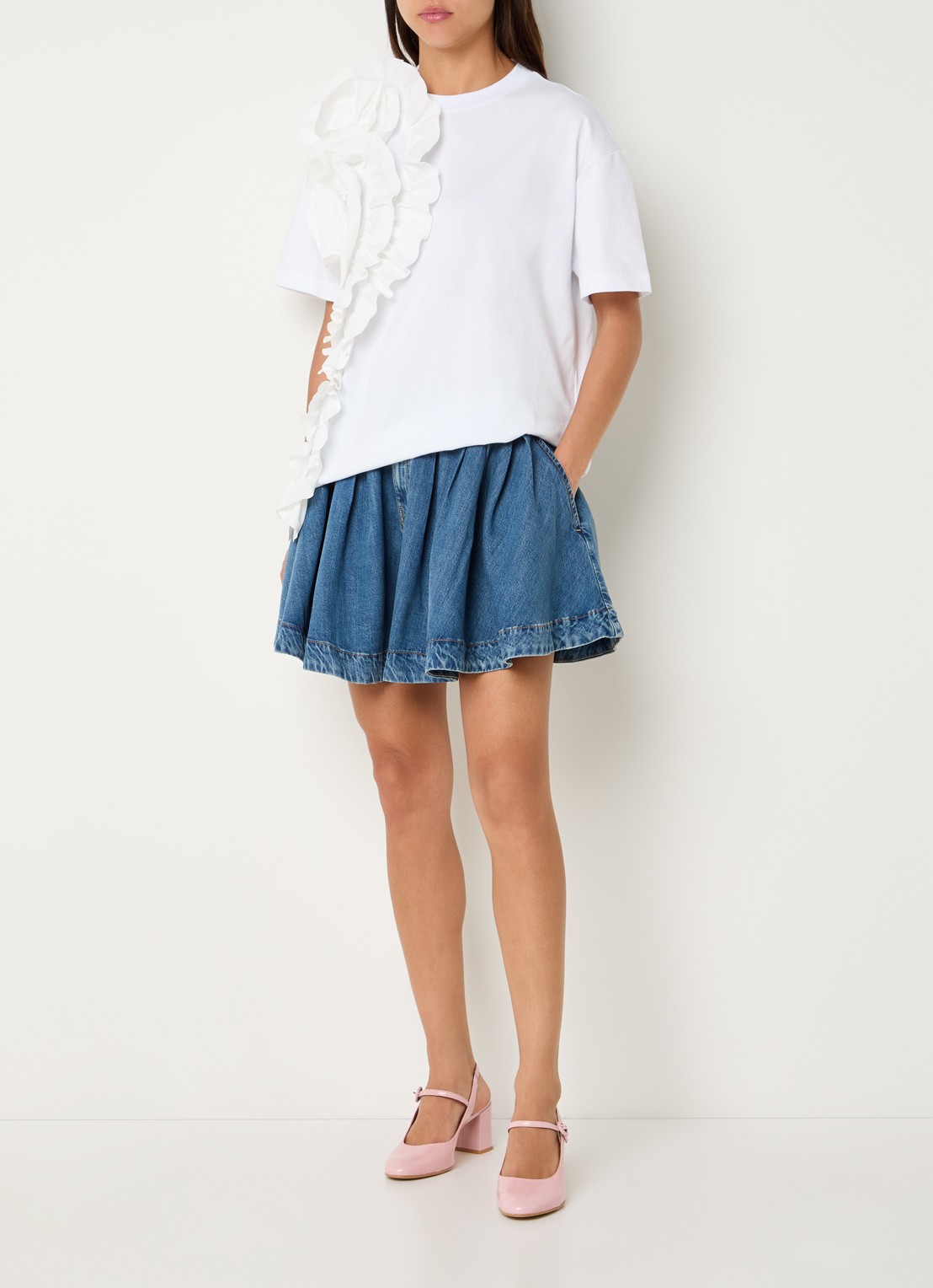 Essentiel Antwerp Jidole T-shirt met applicatie - voorkant 3 wit
