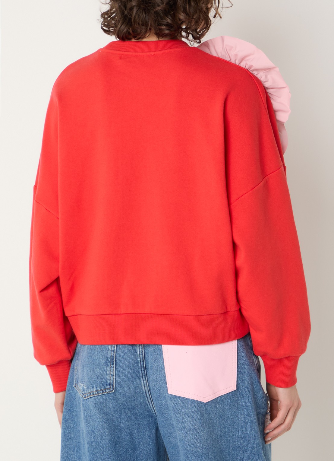 Essentiel Antwerp Jigantum sweater met bloemdetail - achterkant 2 rood