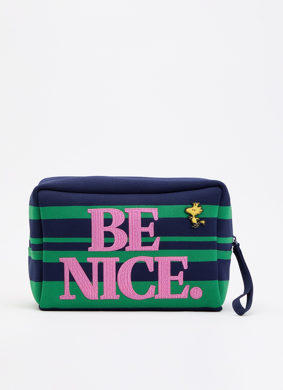 Essentiel Antwerp Jinche etui met streepdessin en borduring - voorkant groen