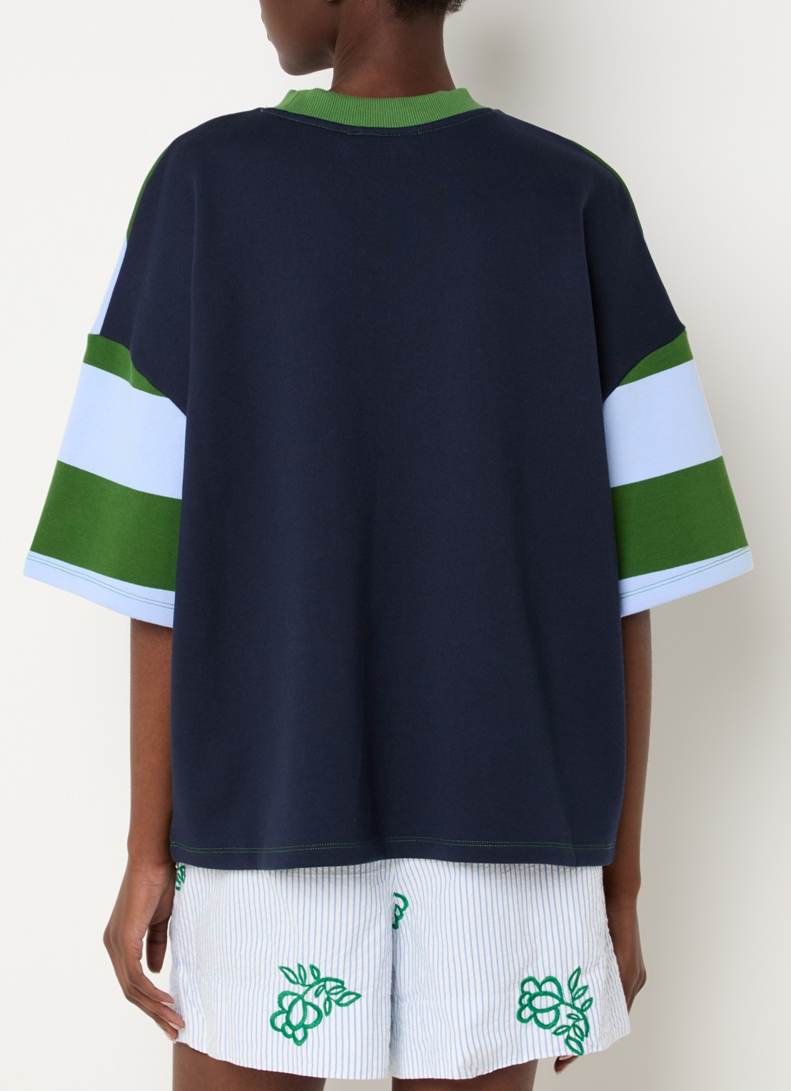 Essentiel Antwerp Jingenie sweater met streepprint  - achterkant 4 groen
