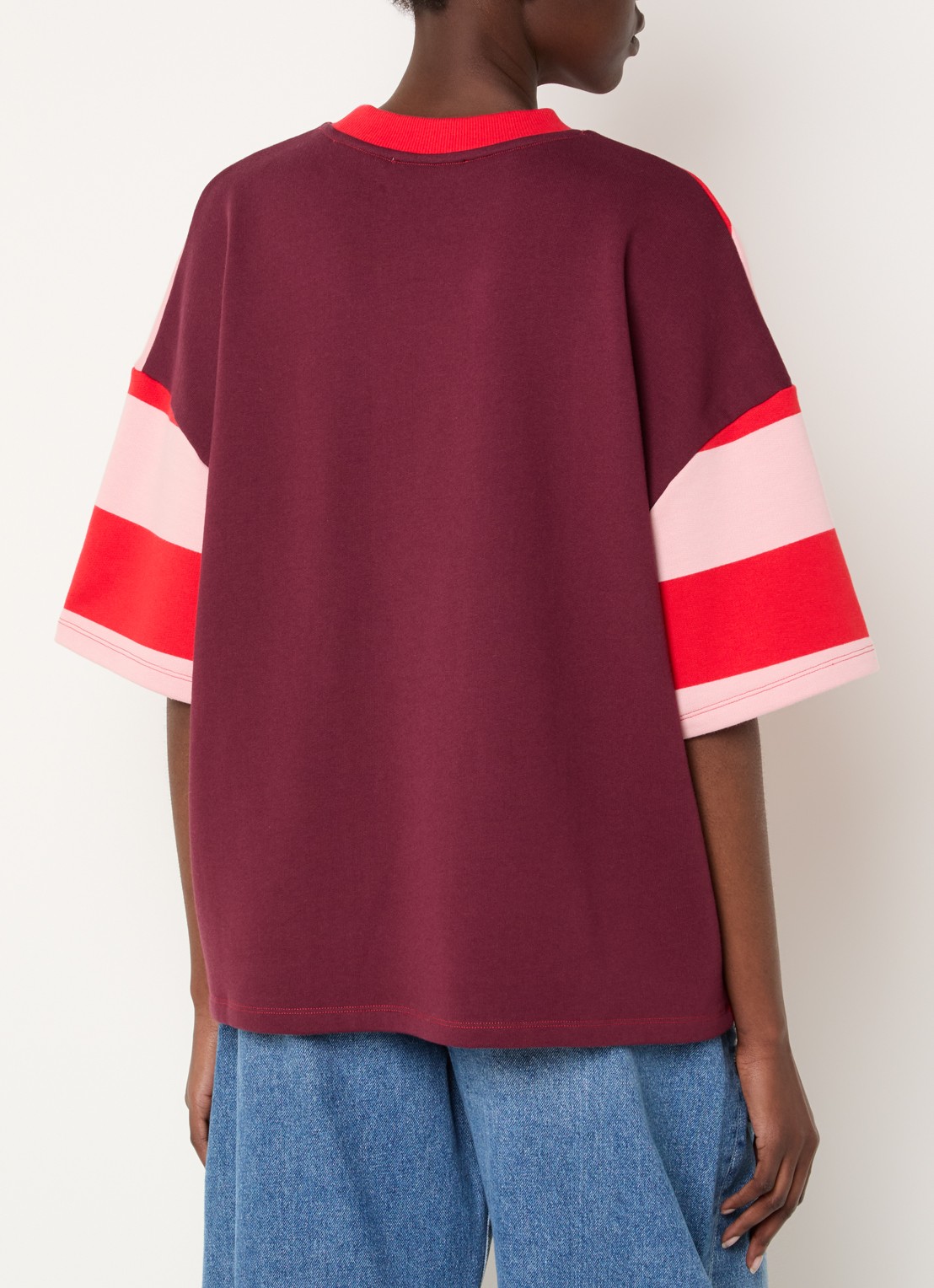 Essentiel Antwerp Jingenie sweater met streepprint  - achterkant 3 rood