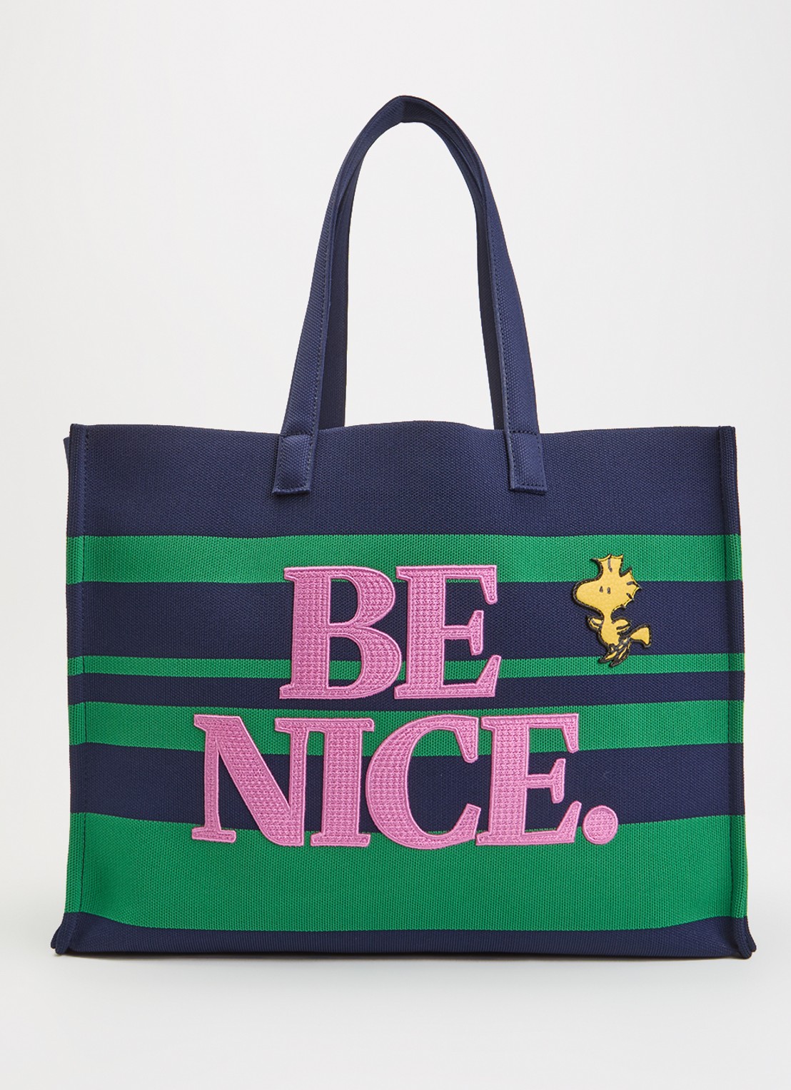 Essentiel Antwerp Jobba shopper met streepprint en borduring - voorkant 4 donkerblauw
