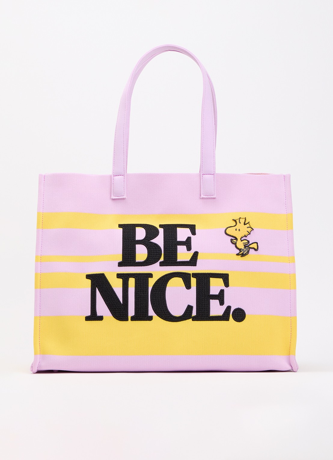 Essentiel Antwerp Jobba shopper met streepprint en borduring - voorkant 4 lila