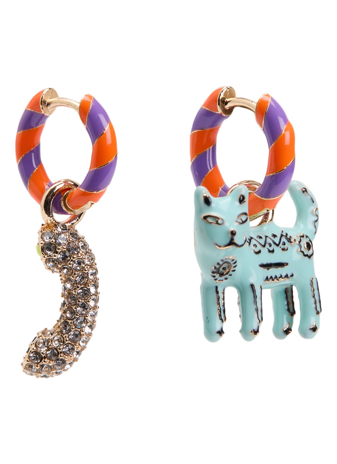 Essentiel Antwerp Jocat oorringen met hanger - voorkant 2 orange