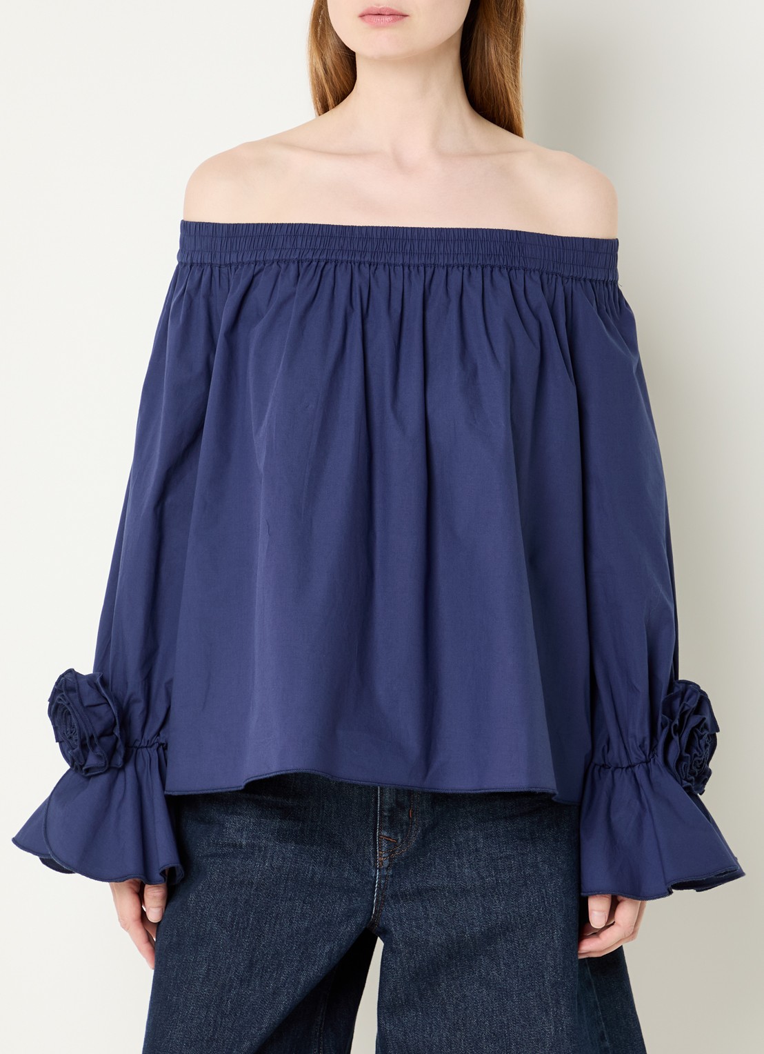 Essentiel Antwerp Jofie off shoulder top met applicatie - detail 3 donkerblauw