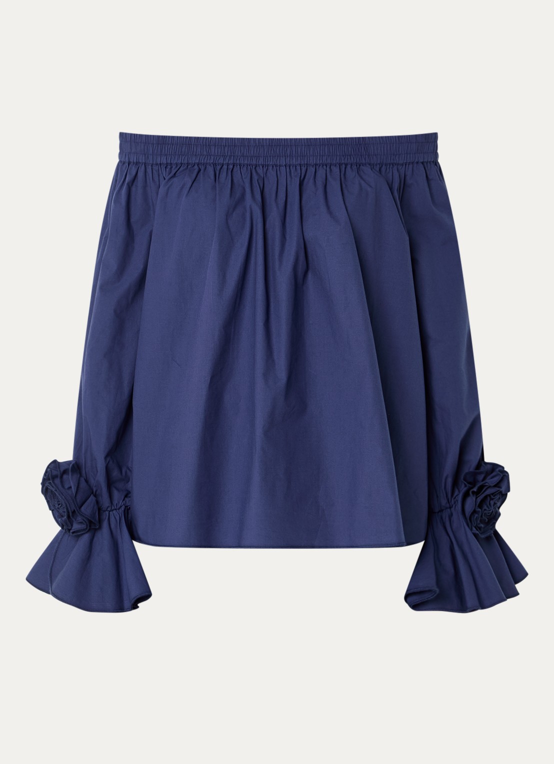 Essentiel Antwerp Jofie off shoulder top met applicatie - voorkant donkerblauw