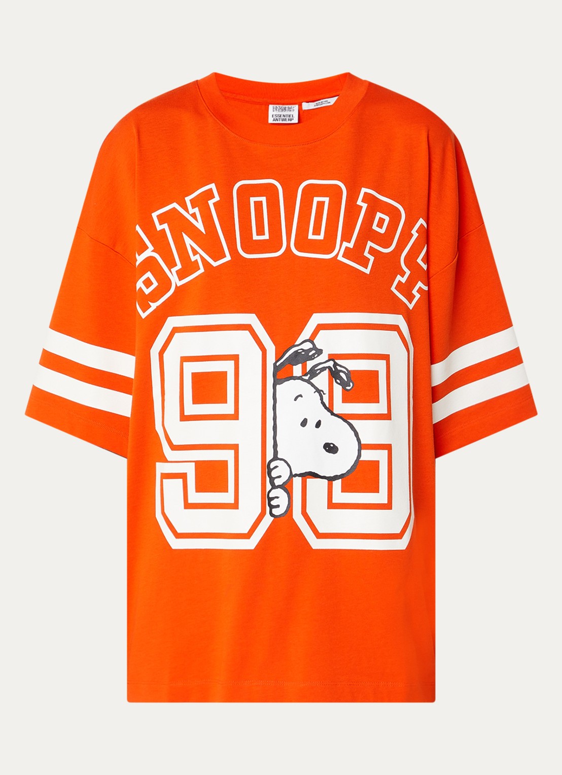 Essentiel Antwerp Joopio T-shirt met front- en backprint - voorkant 2 oranjerood