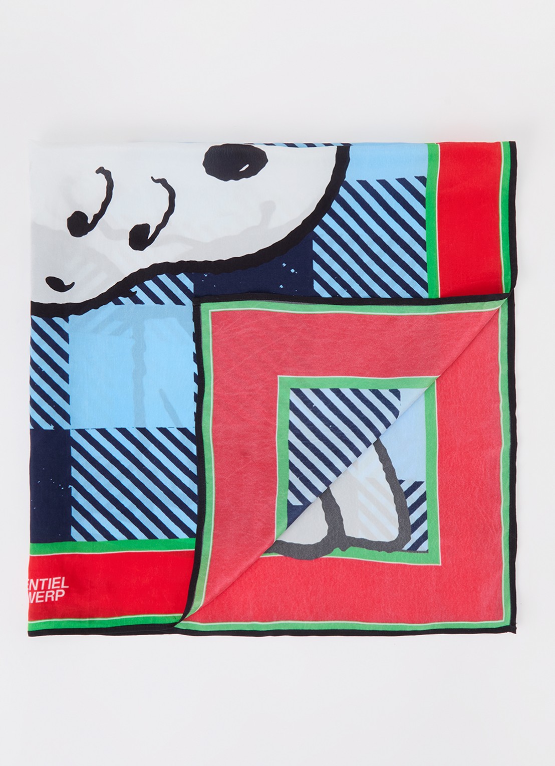 Essentiel Antwerp Joopy sjaal met print  - voorkant blauw