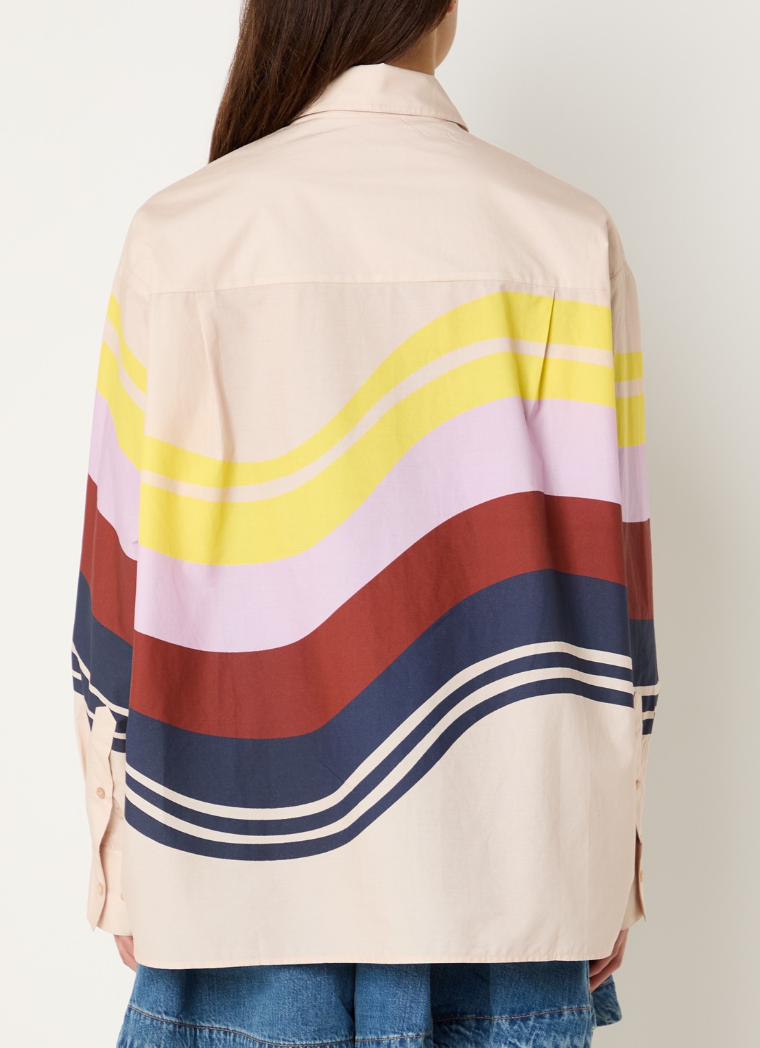 Essentiel Antwerp Joppy blouse met streepprint - achterkant 2 beige