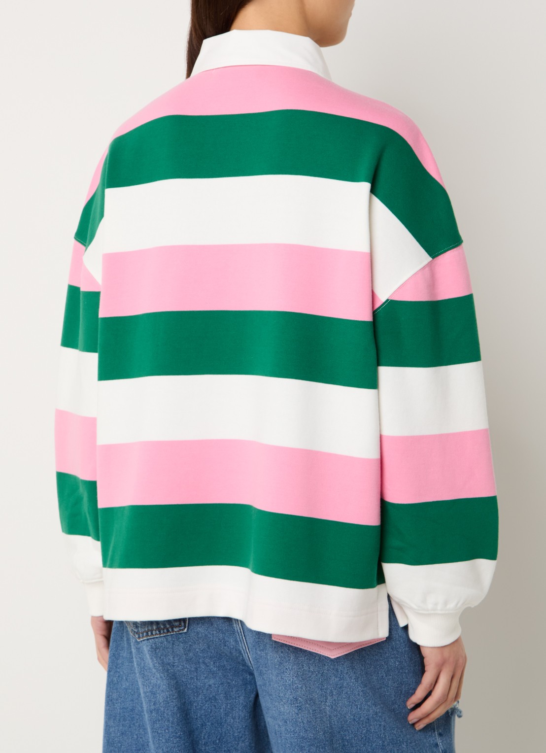 Essentiel Antwerp Joueur sweater met polokraag en borduring - achterkant 4 roze