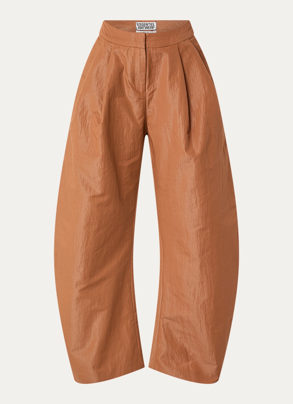 Essentiel Antwerp Jude high waist balloon fit broek met steekzakken - voorkant 2 hazelnootbruin