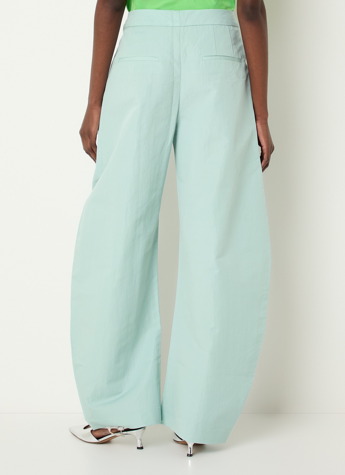 Essentiel Antwerp Jude high waist balloon fit broek met steekzakken - achterkant 4 aquablauw