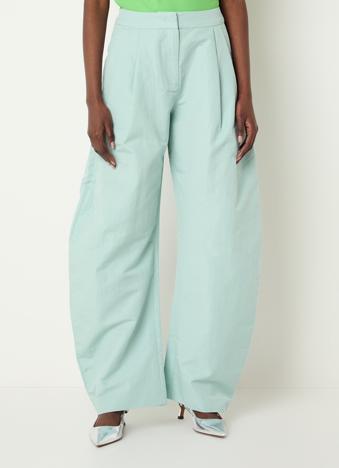 Essentiel Antwerp Jude high waist balloon fit broek met steekzakken - detail 3 aquablauw
