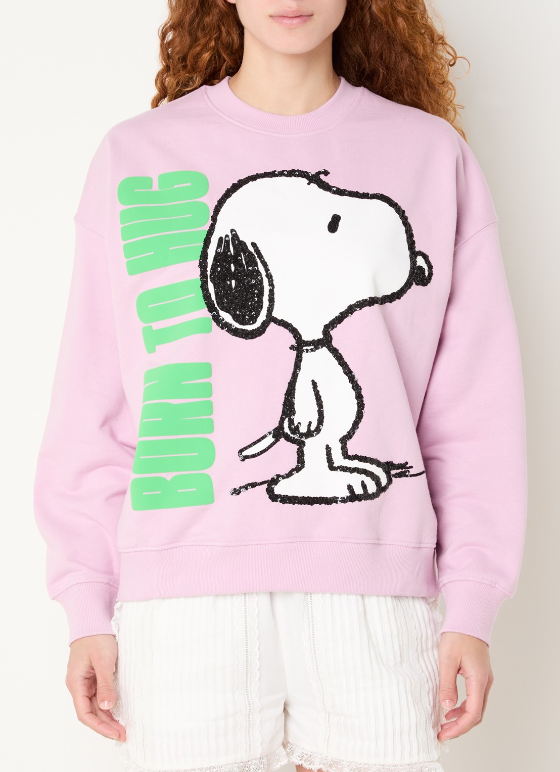 Essentiel Antwerp Jumbrella sweater met print en pailletten - detail 4 paars