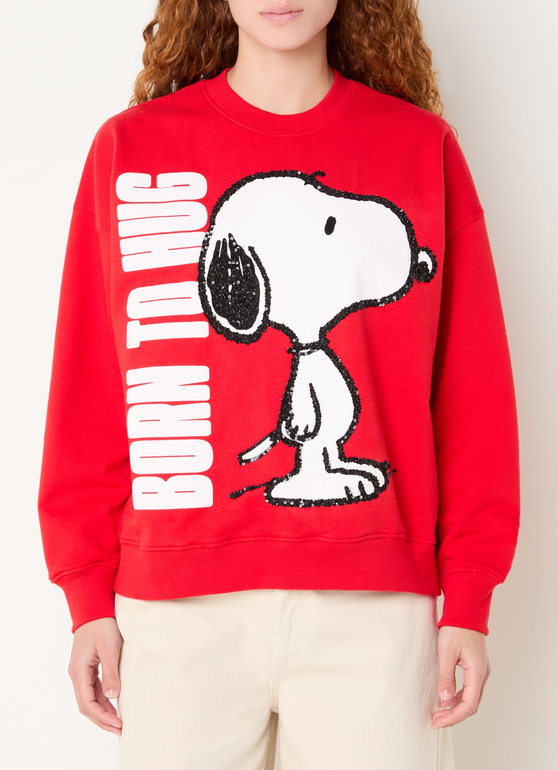 Essentiel Antwerp Jumbrella sweater met print en pailletten - detail 4 rood