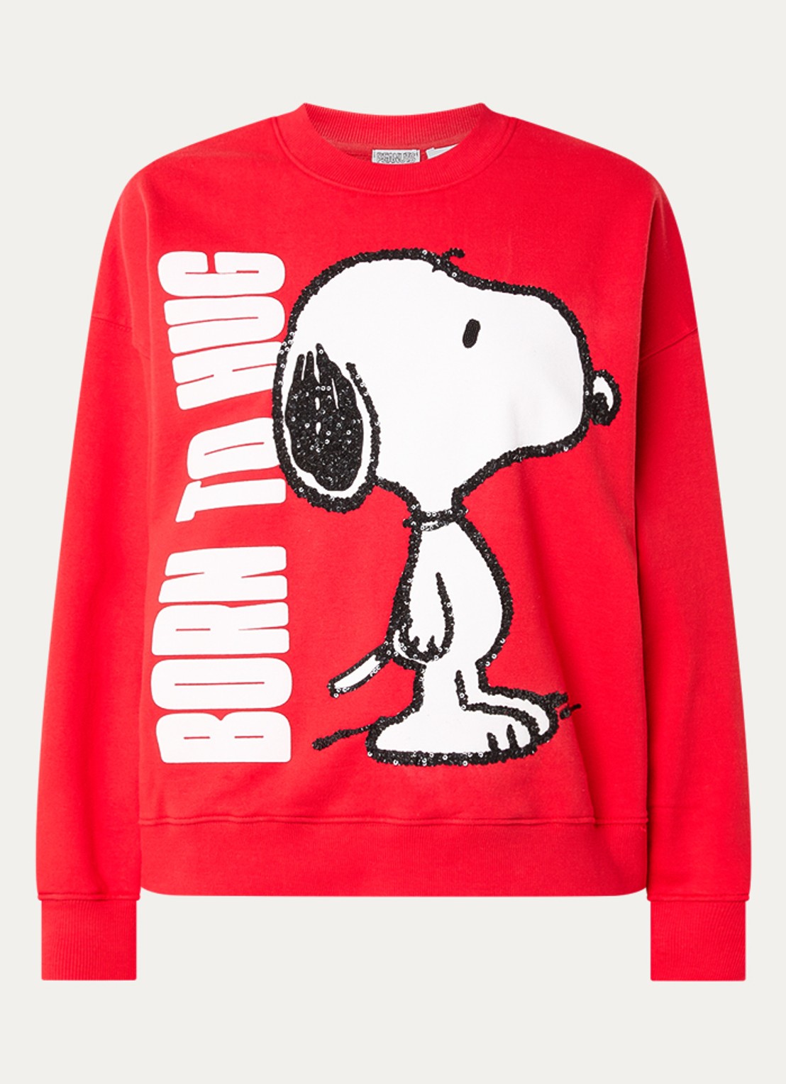 Essentiel Antwerp Jumbrella sweater met print en pailletten - voorkant 2 rood