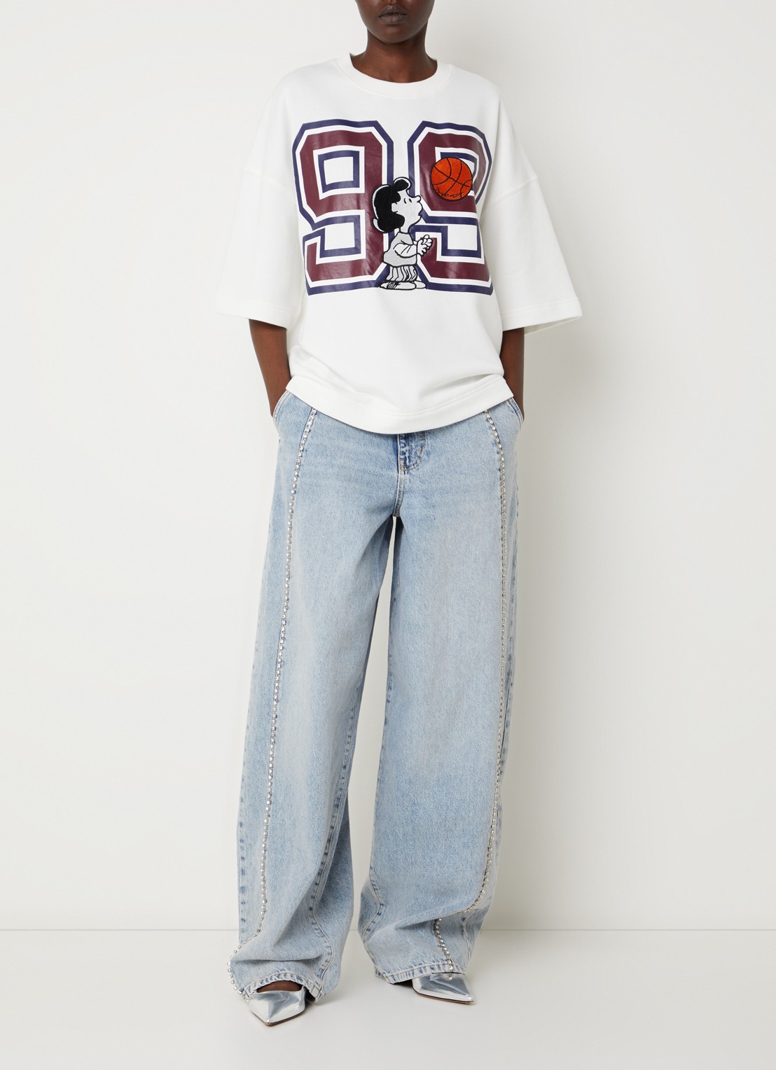 Essentiel Antwerp Jumpi sweater met front- en backprint - voorkant 2 wit