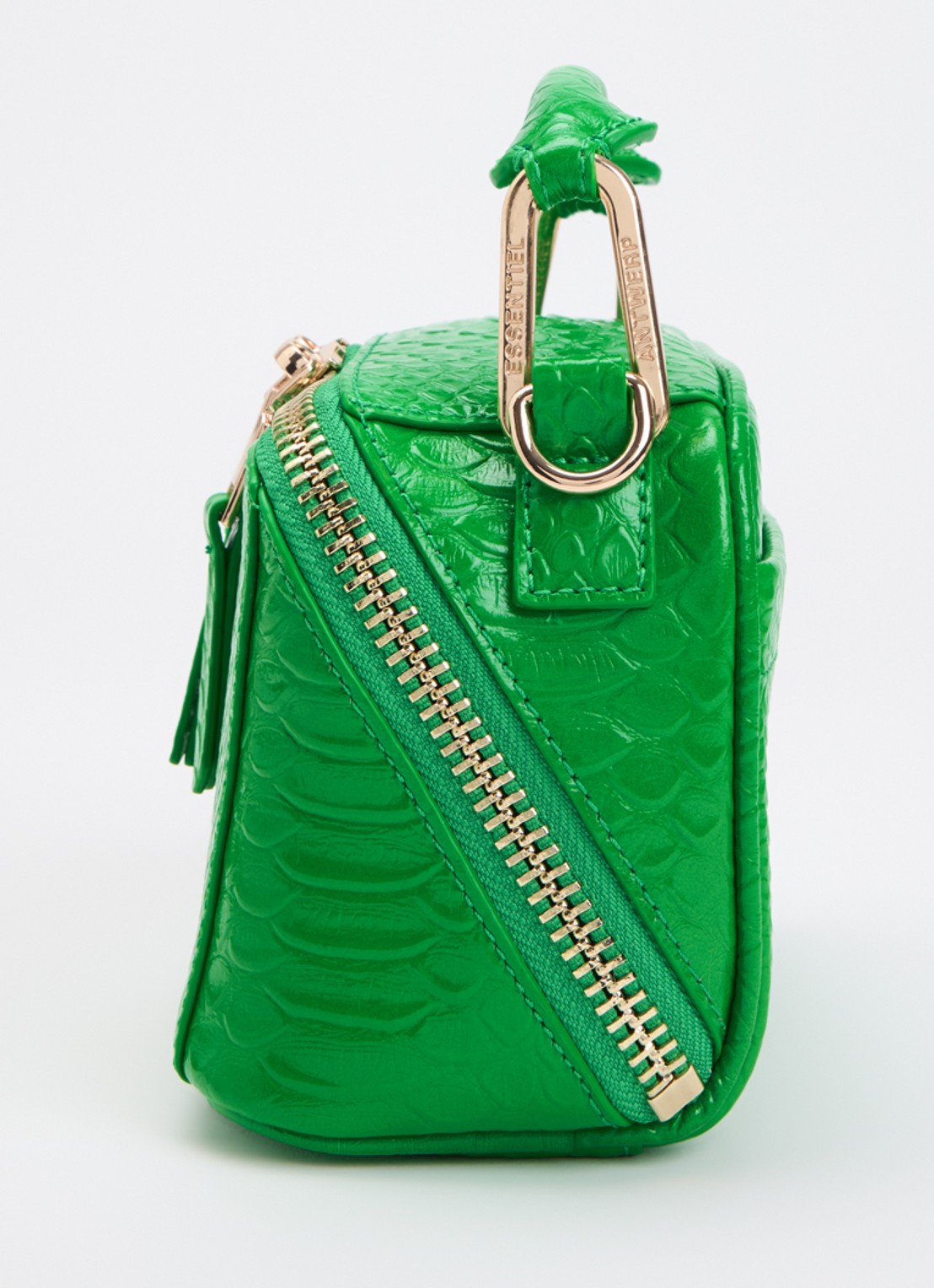 Essentiel Antwerp Jussi Mini handtas van leer met studs en afneembare schouderriem - detail 4 groen