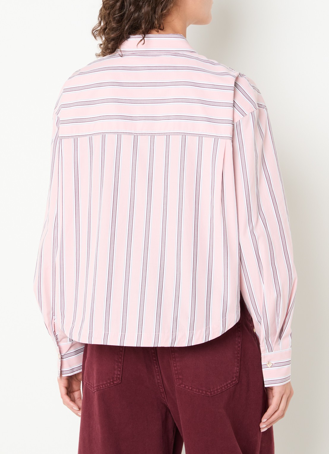 Essentiel Antwerp Kabu blouse met streepprint en logo - achterkant 3 roze
