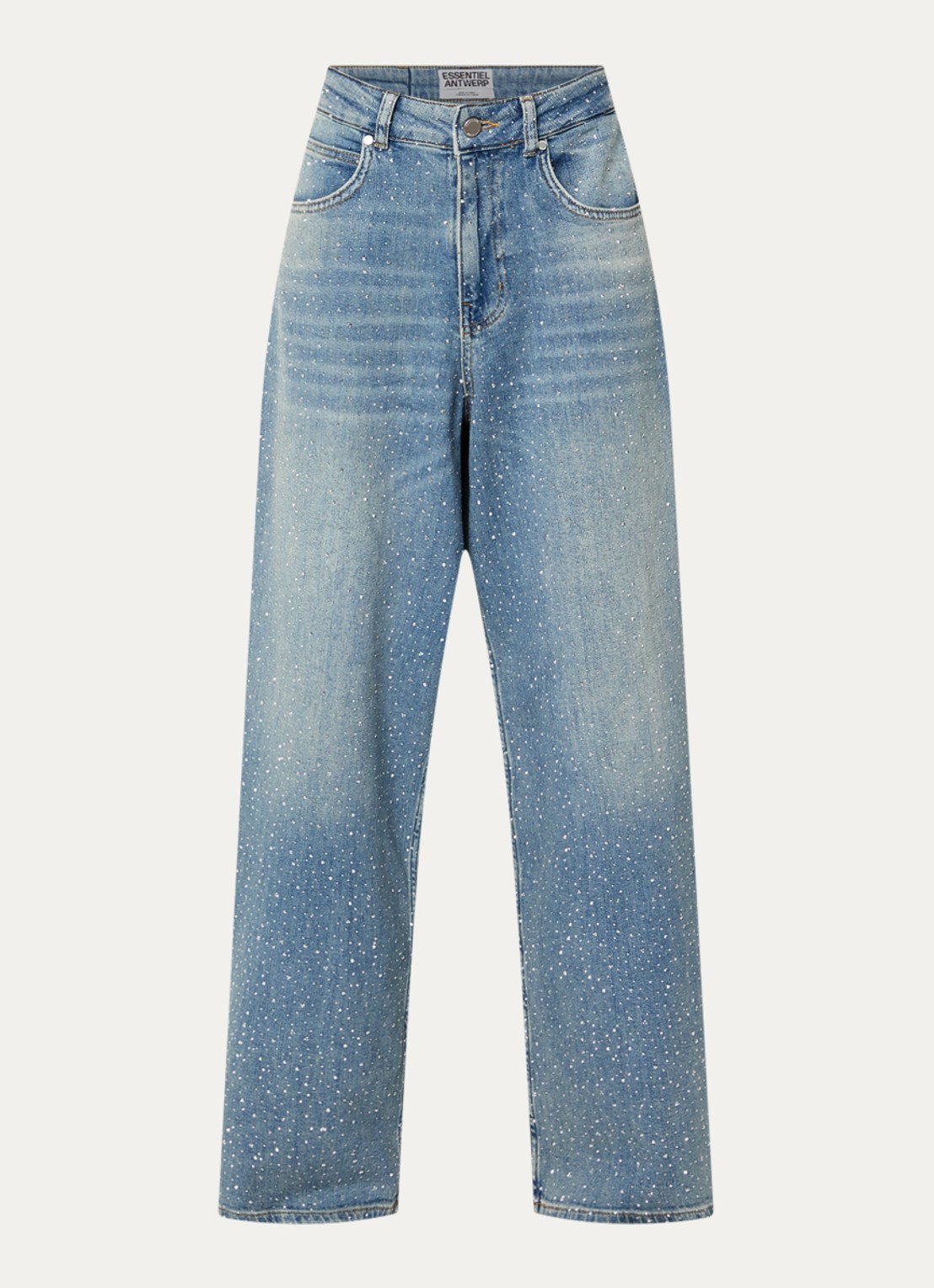 Essentiel Antwerp Kactus low waist loose fit jeans met strass en steekzakken - voorkant 4 jeans