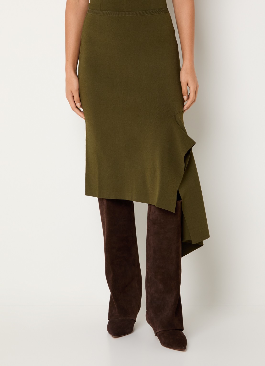 Essentiel Antwerp Kap midi kokerrok met stretch - detail 4 bronsgroen