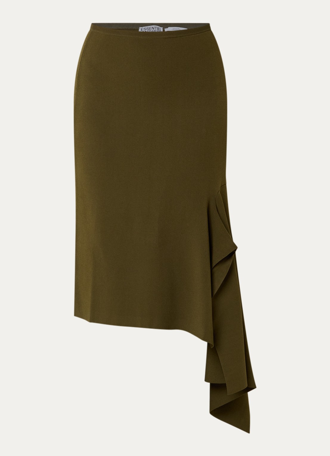 Essentiel Antwerp Kap midi kokerrok met stretch - voorkant 2 bronsgroen