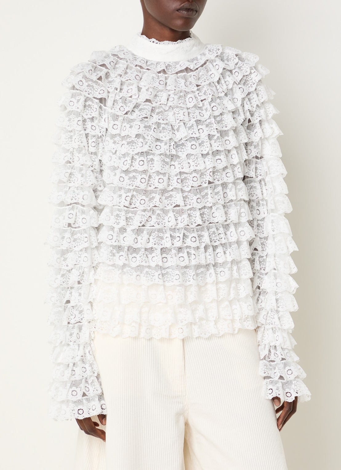 Essentiel Antwerp Kashvi semi-transparante top van mesh - detail wit