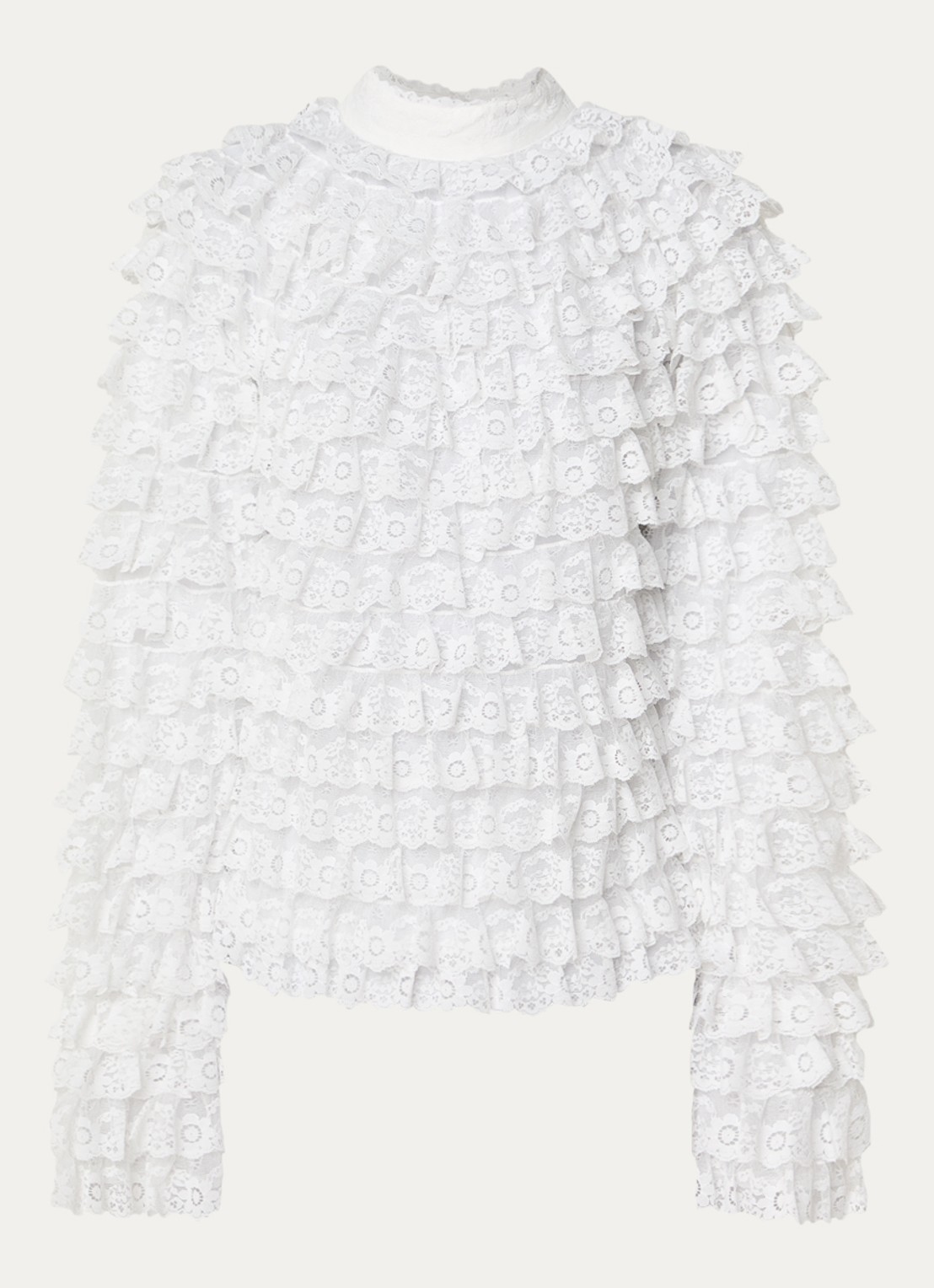 Essentiel Antwerp Kashvi semi-transparante top van mesh - voorkant 2 wit