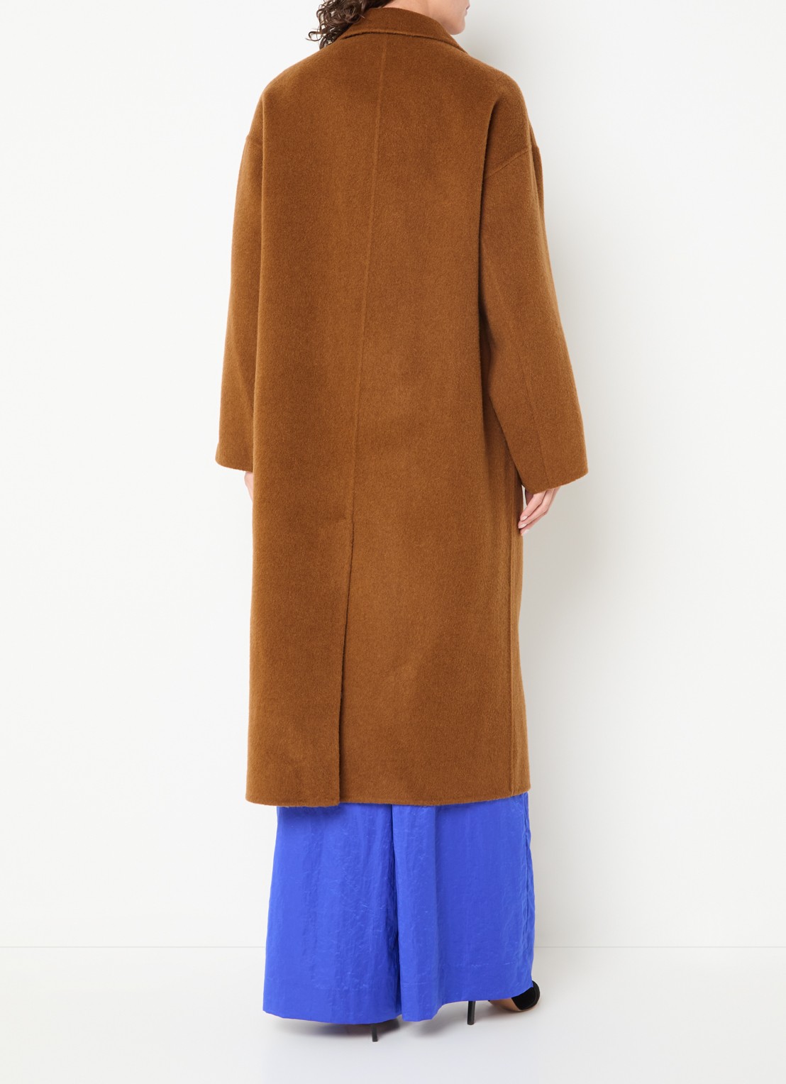Essentiel Antwerp Kelp oversized mantel van wol met steekzakken - achterkant oranjebruin