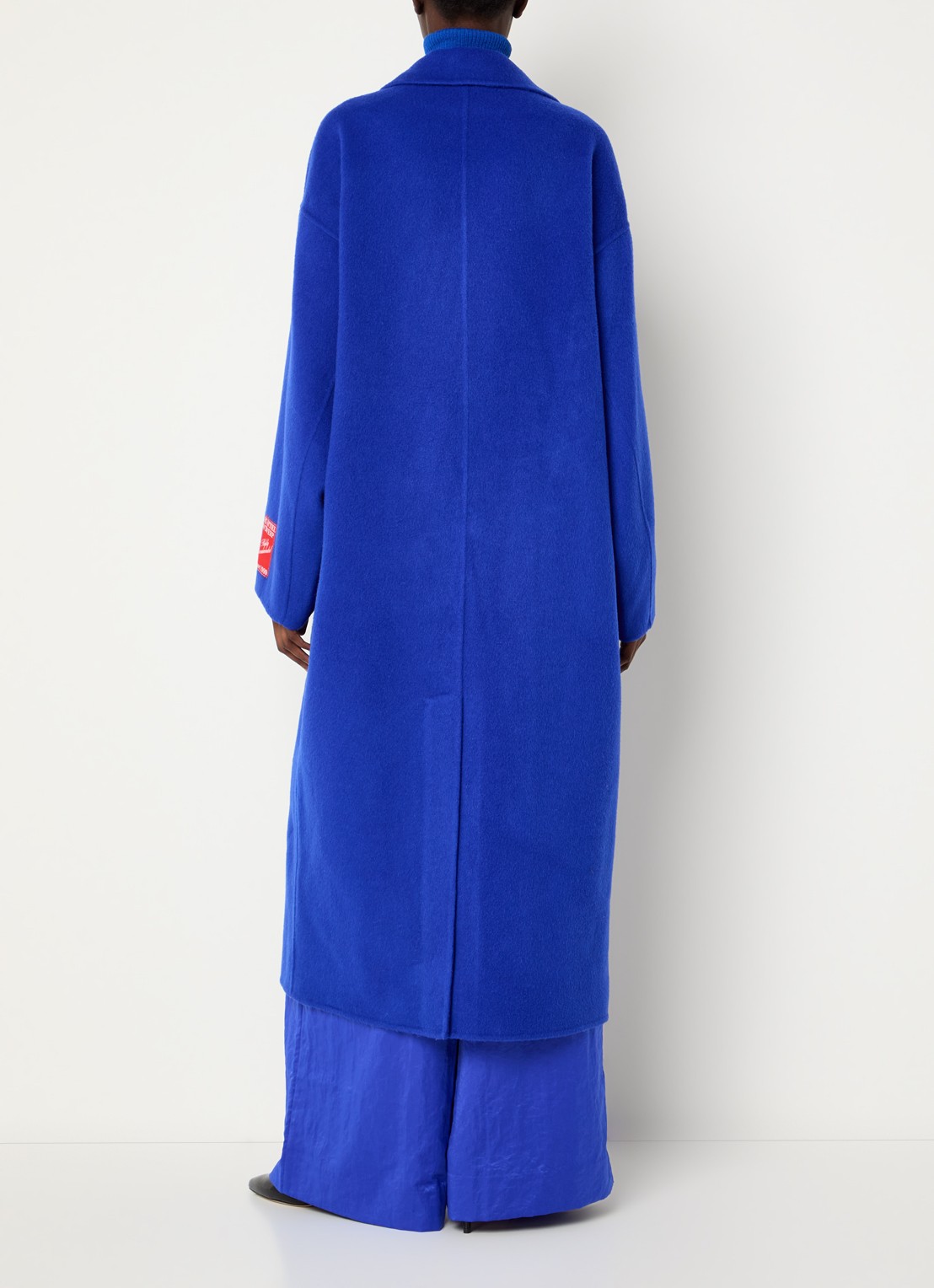 Essentiel Antwerp Kelp oversized mantel van wol met steekzakken - achterkant kobaltblauw