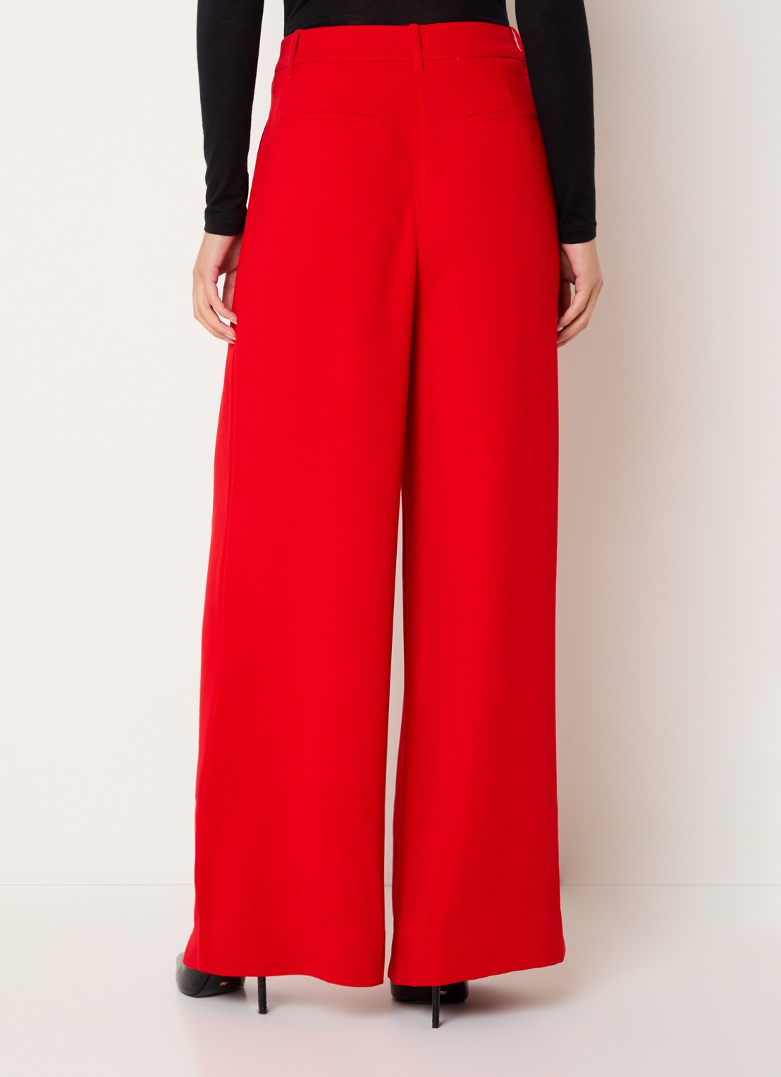 Essentiel Antwerp Kelsea high waist wide fit pantalon met steekzakken - achterkant rood