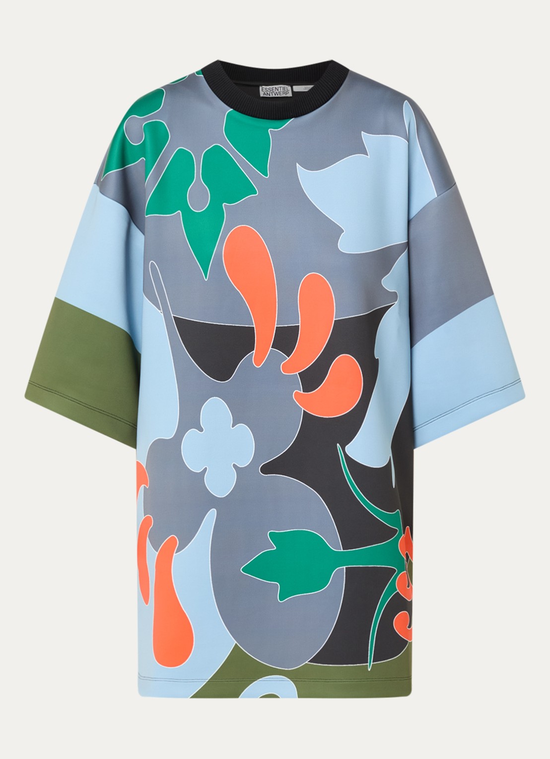 Essentiel Antwerp Klassic mini T-shirt jurk met print - voorkant 3 grijs
