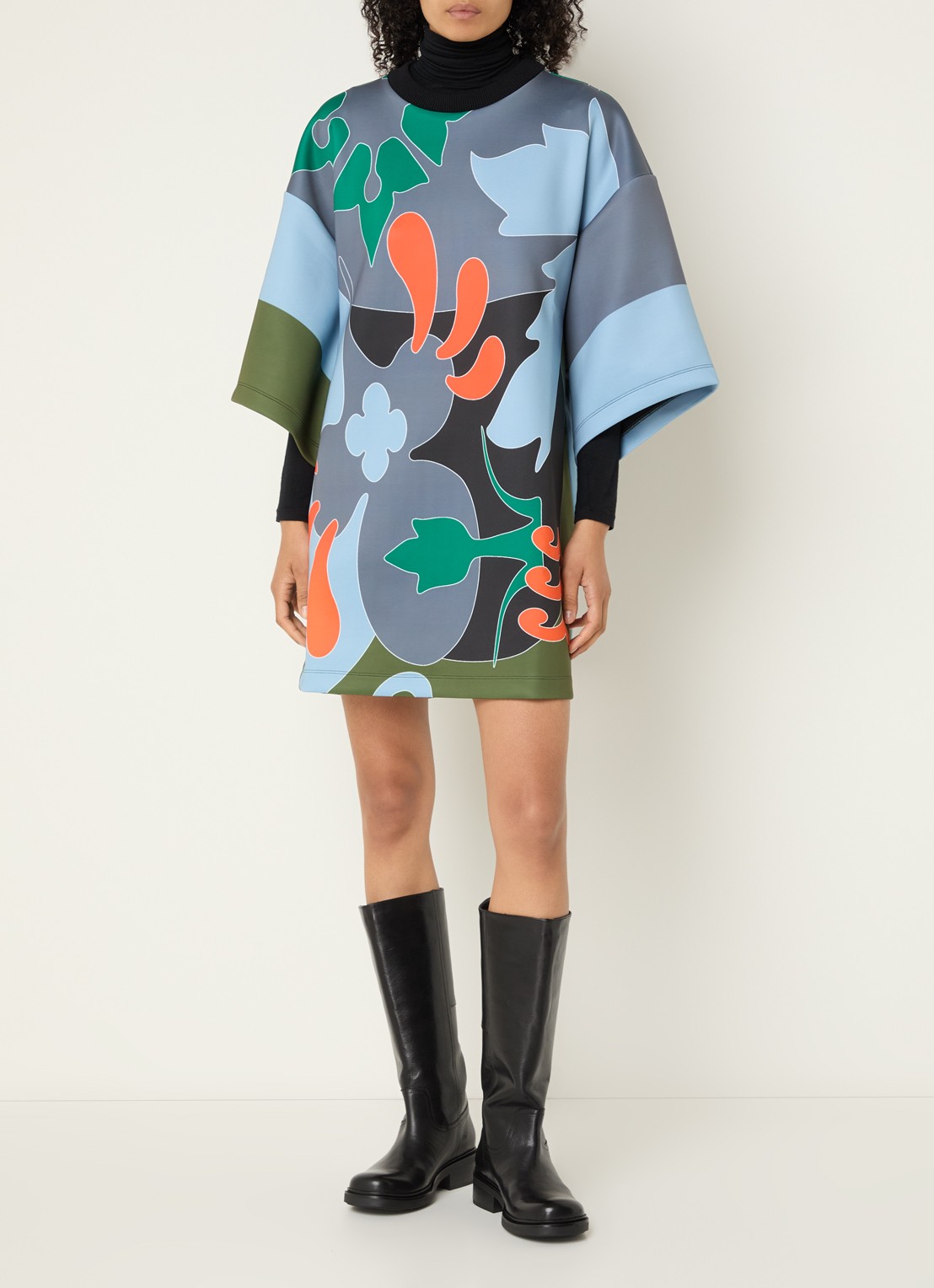 Essentiel Antwerp Klassic mini T-shirt jurk met print - voorkant 4 grijs