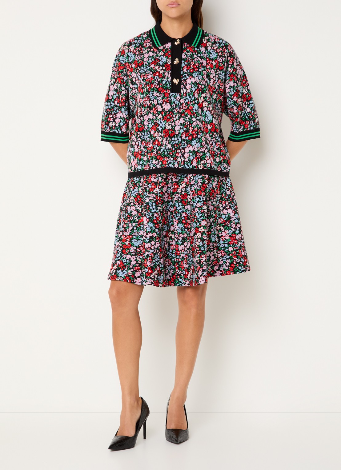 Essentiel Antwerp Konnie mini rok met print - voorkant 2 rood