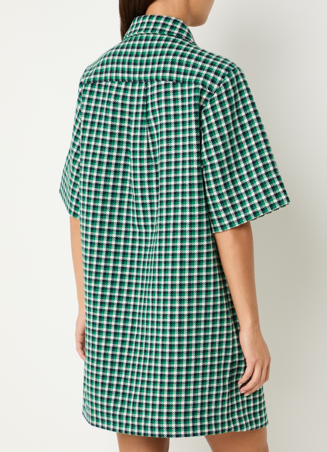 Essentiel Antwerp Kooky midi tuniekjurk in wolblend met ruitdessin - achterkant 4 groen