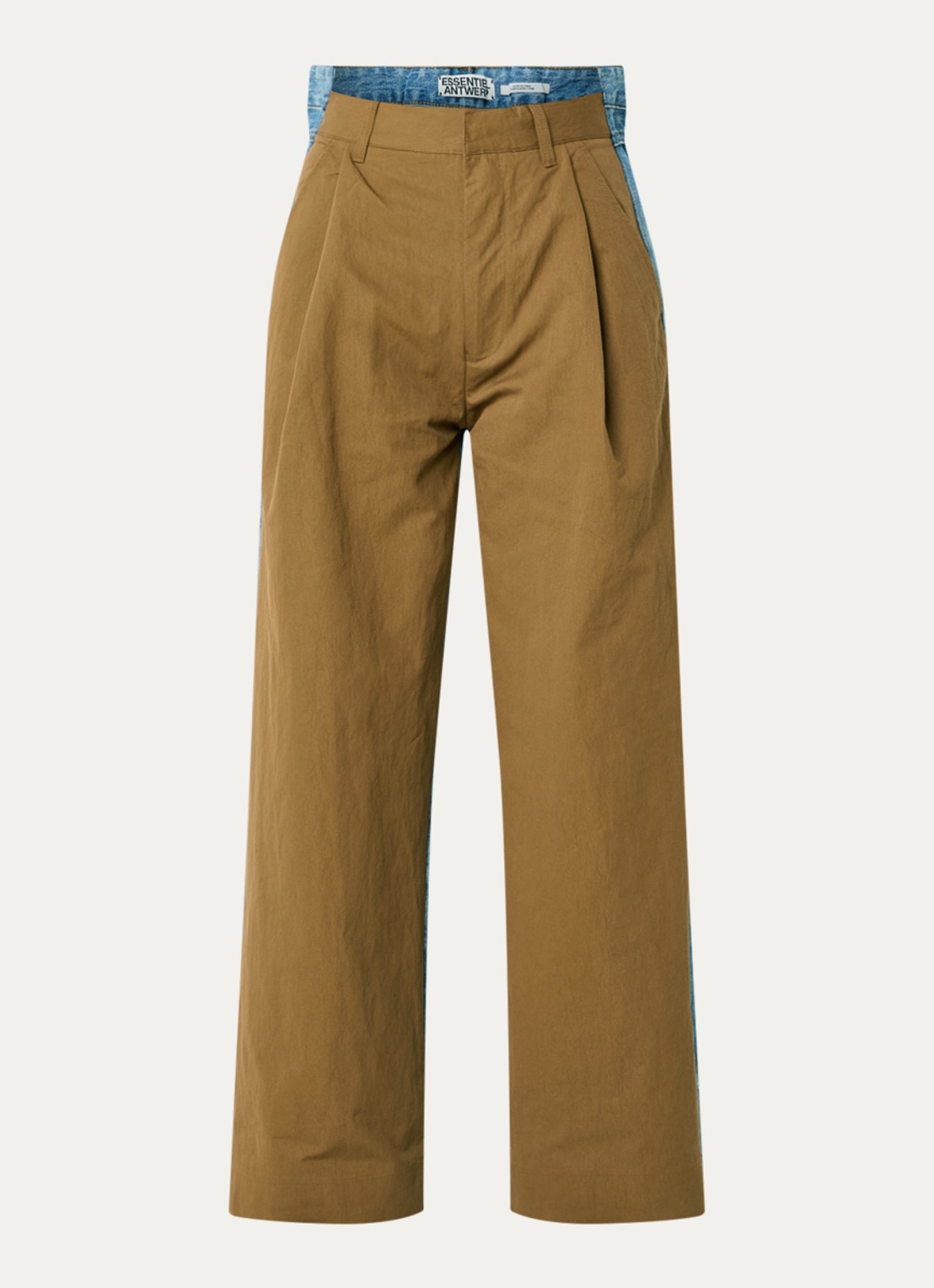 Essentiel Antwerp Krisp high waist wide fit broek met details van denim en steekzakken - voorkant 3 bruin