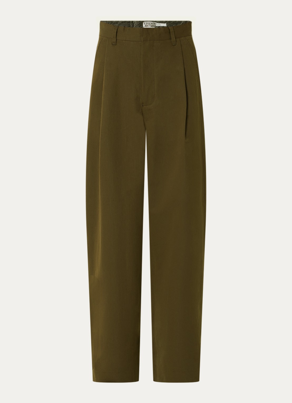 Essentiel Antwerp Krisp high waist wide fit broek met details van denim en steekzakken - voorkant 4 groen