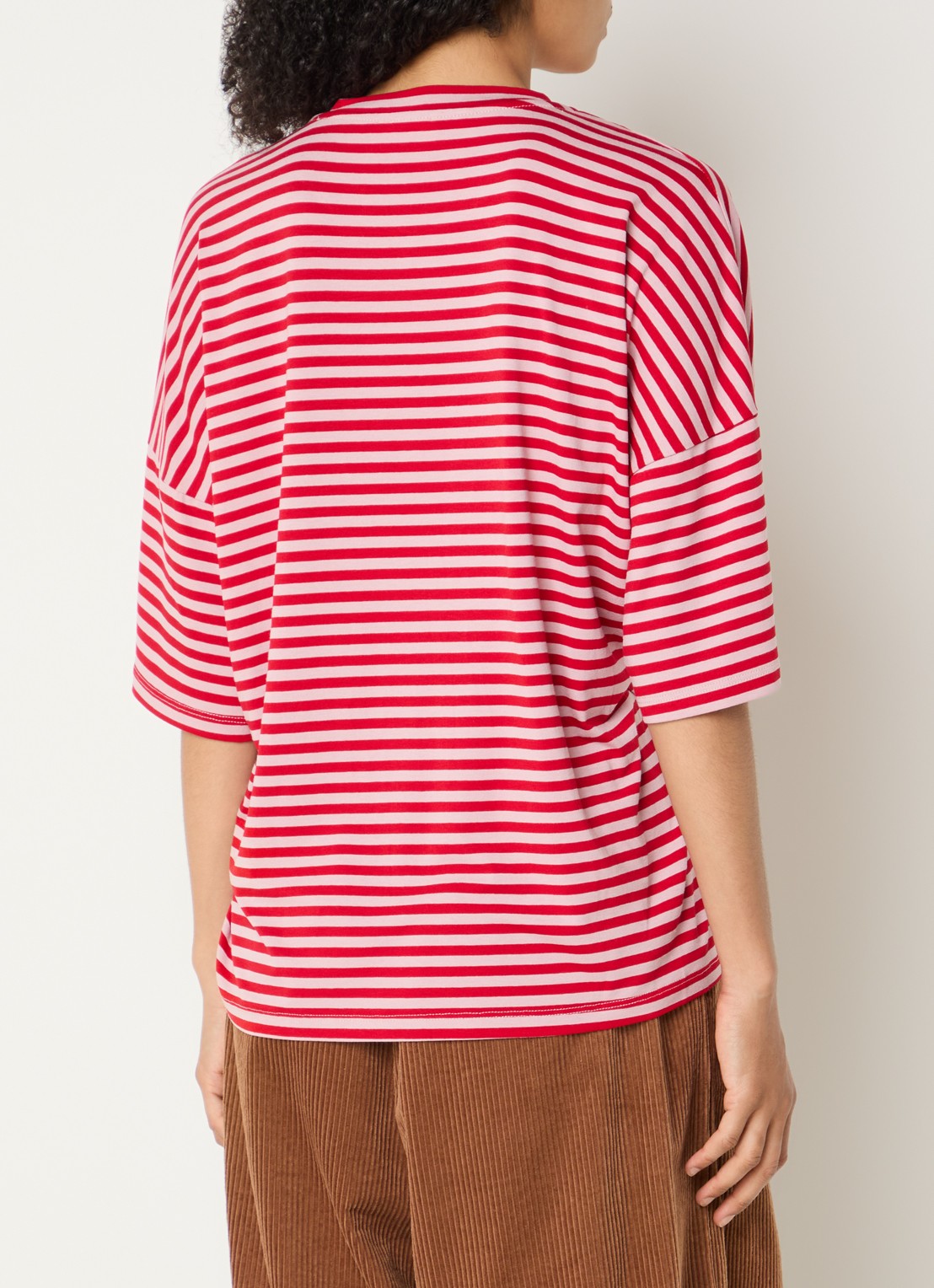 Essentiel Antwerp Kriss top met knoopdetail en streepprint - achterkant 4 oudroze