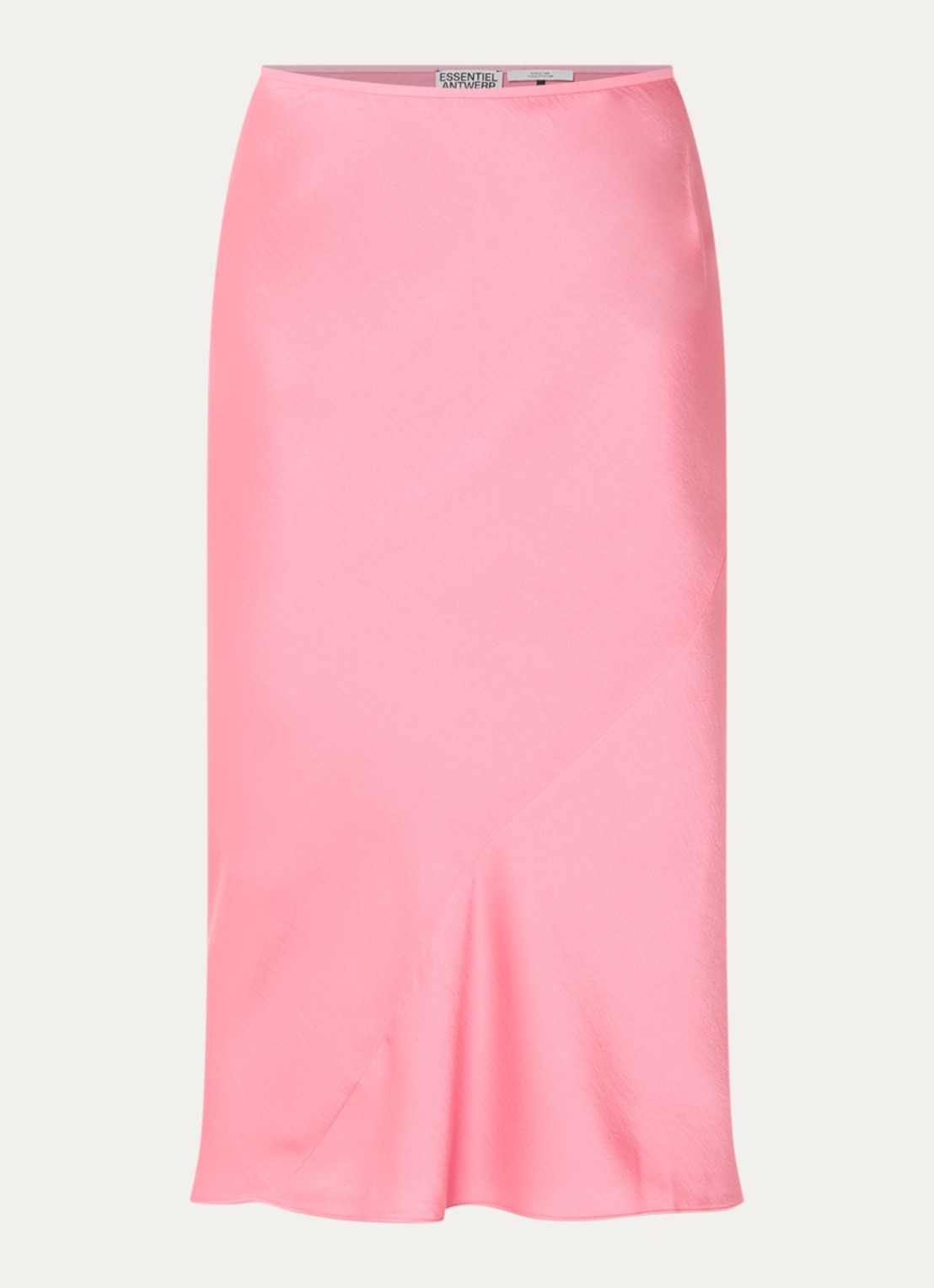 Essentiel Antwerp Krump midi rok van satijn - voorkant 2 roze