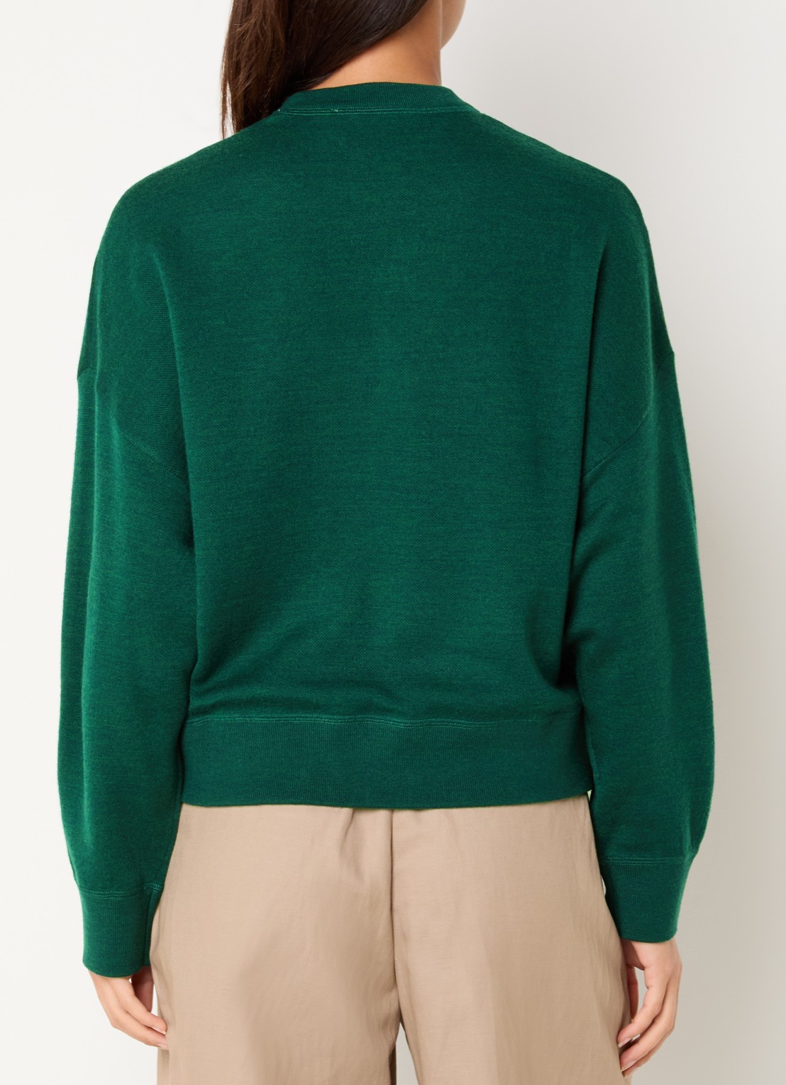 Essentiel Antwerp Kurtis trui in wolblend met sjaalkraag - achterkant 3 groen