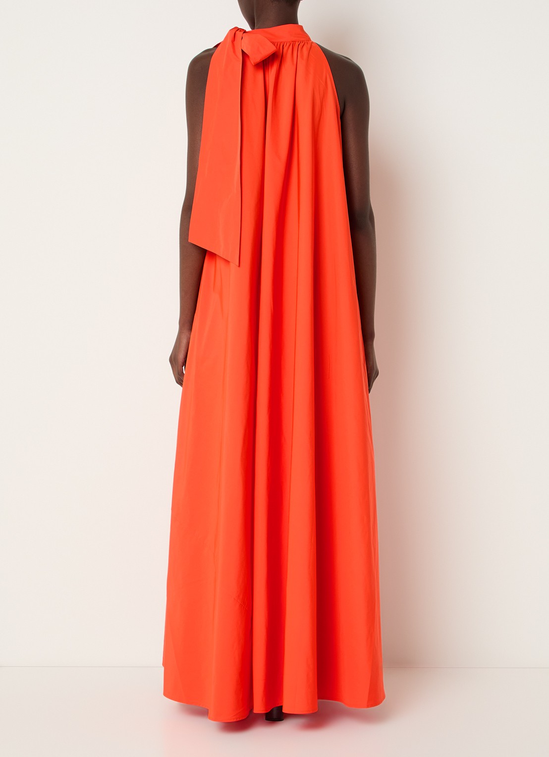 Essentiel Antwerp Maxi jurk met print - achterkant 4 oranjerood