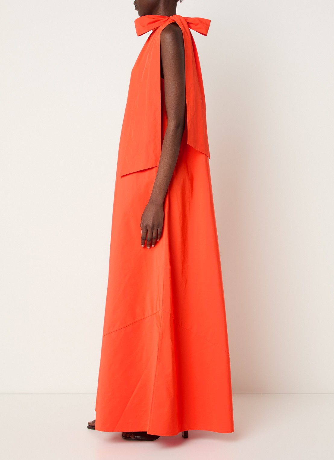 Essentiel Antwerp Maxi jurk met print - voorkant 3 oranjerood