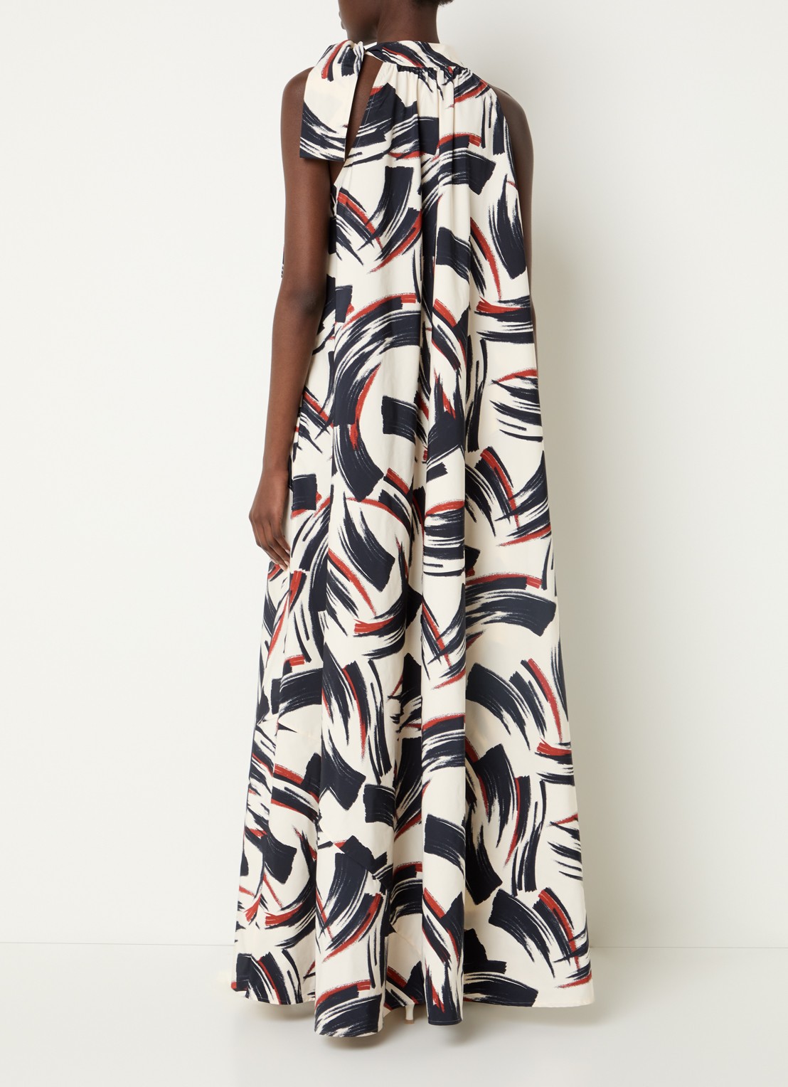 Essentiel Antwerp Maxi jurk met print - achterkant 3 gebroken wit